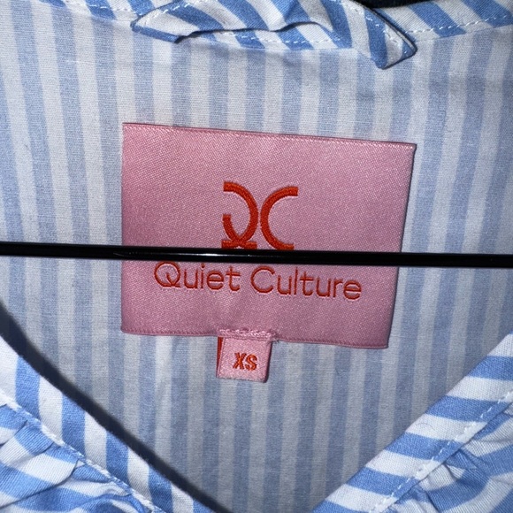 Quiet Culture Lady Bird Cotton Blue Striped Ruffled Puff Sleeve Pajama Top XS - Picture 8 of 8